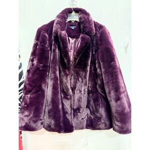 KAARI BLUE Purple Faux Fur Jacket Coat XL Plush Cozy Warm Winter